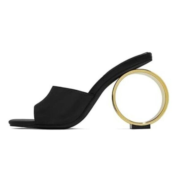 XYD Women Summer Chic Open Square Toe Slide Sandals Round Circle High Heels - Picture 1 of 8